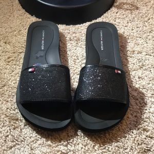 tommy hilfiger glitter slides